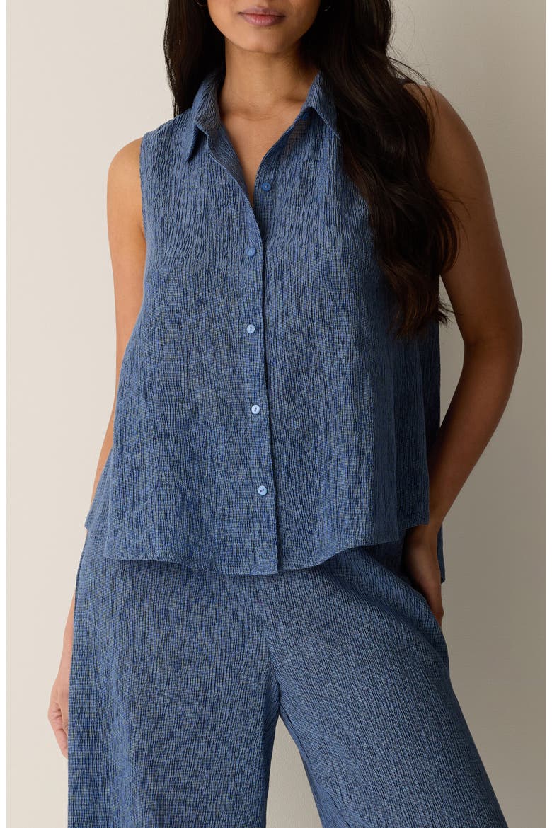 Classic Sleeveless Button-Up Shirt, Main, color, CORNFLOWER
