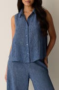 Eileen Fisher Classic Sleeveless Button-Up Shirt
