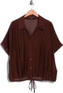 Adrianna Papell Short Sleeve Tie Front Button-Up Shirt