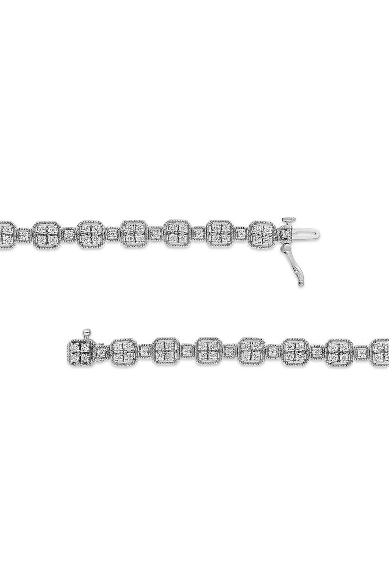 10K White Gold 2.0 Cttw Diamond Square Link Bracelet, Alternate, color, White