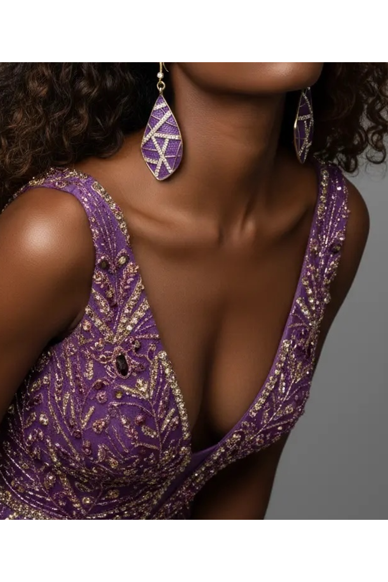 Roxoris Earrings, Alternate, color, Purple