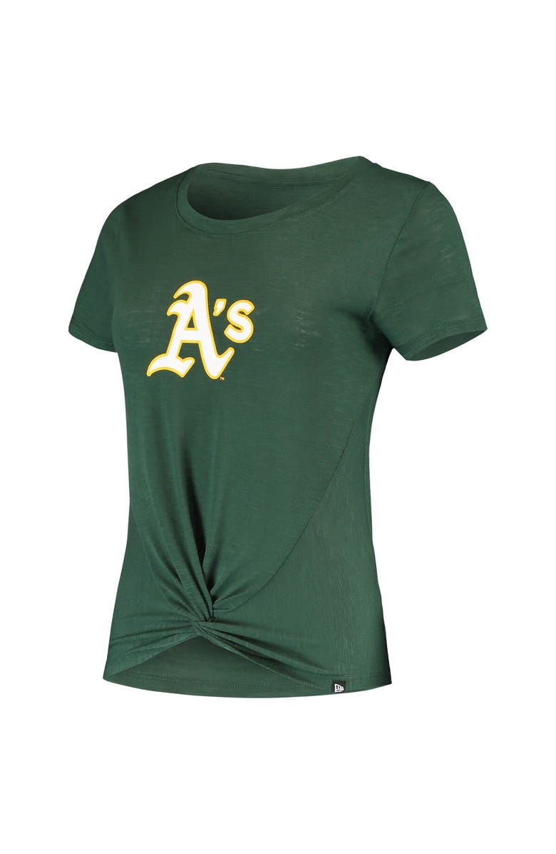 New Era Women's New Era Green Oakland Athletics 2-Hit Front Twist Burnout T-Shirt, Alternate, color,