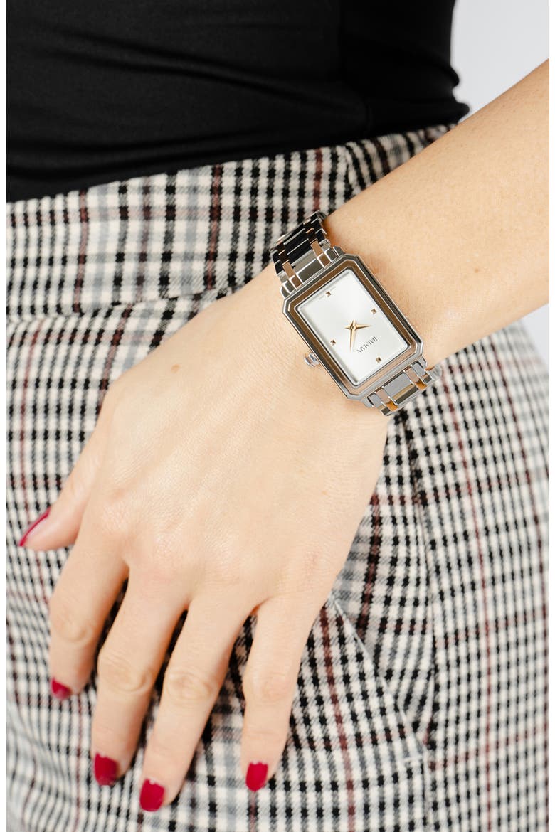 Eirini Two-Tone Bracelet Watch, 25mm x 33mm, Alternate, color, STAINLESS STEEL/ROSE GOLD/ PVD COATING