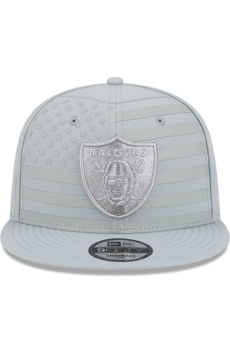 New Era Men's New Era Silver Las Vegas Raiders Independent 9FIFTY Snapback Hat, Alternate, color,