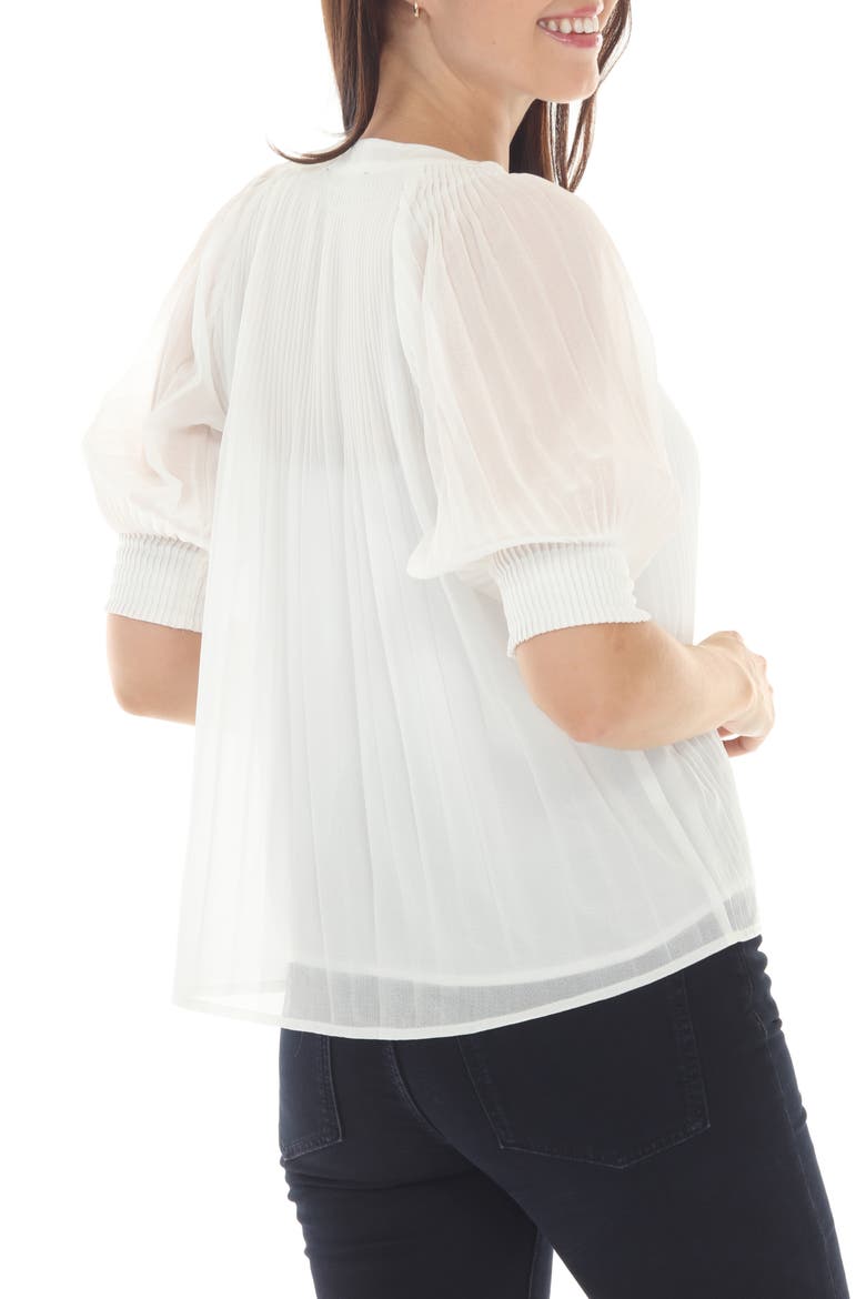 Pleated Puff Sleeve Top, Alternate, color, WHITE