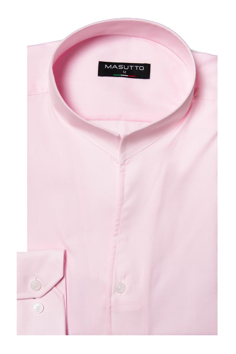Sandro Stand collar Button-Up Long Sleeve Shirt, Alternate, color, Pink