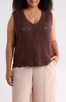 T Tahari Open Stitch Sweater Vest
