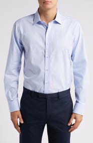 Lorenzo Uomo Trim Fit Textured Check Cotton Dress Shirt