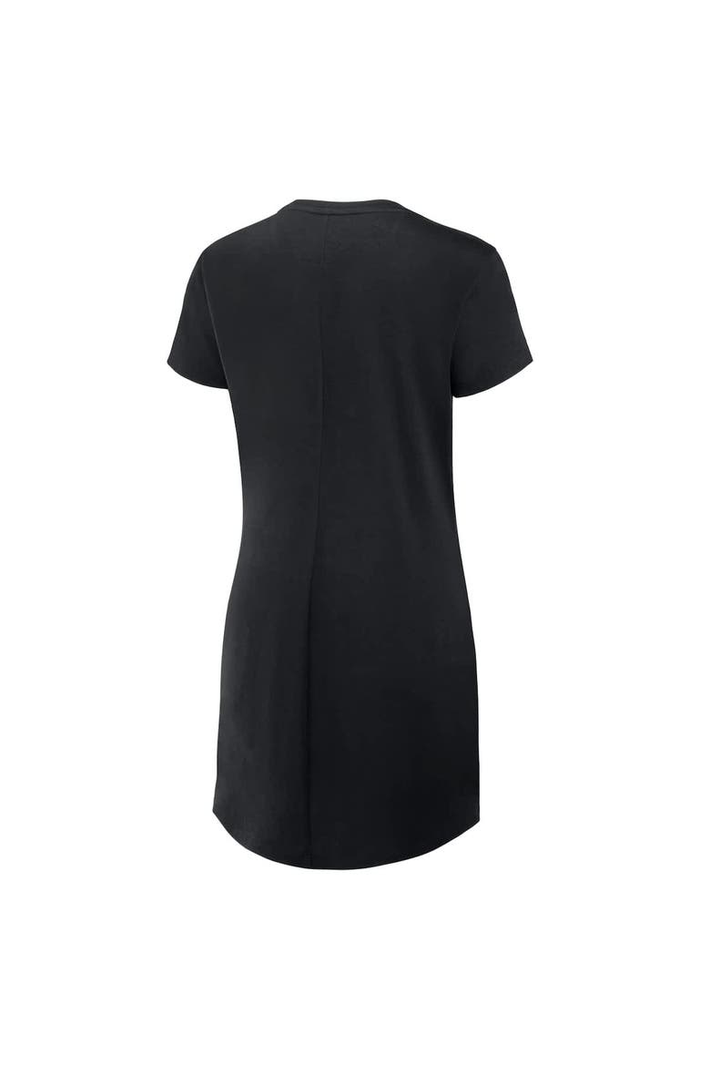 Women's Fanatics Black Pittsburgh Steelers Ruched Drape T-Shirt Dress, Alternate, color, Black