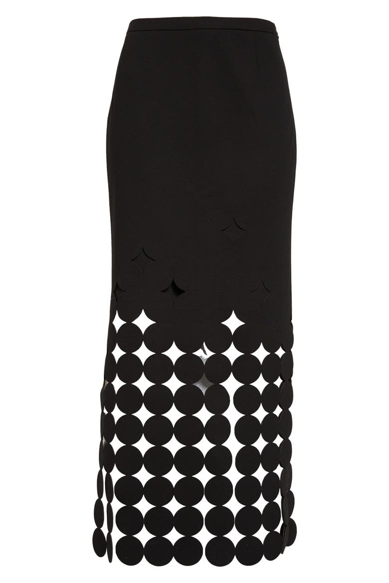 Dot Cutout Skirt, Alternate, color, BLACK