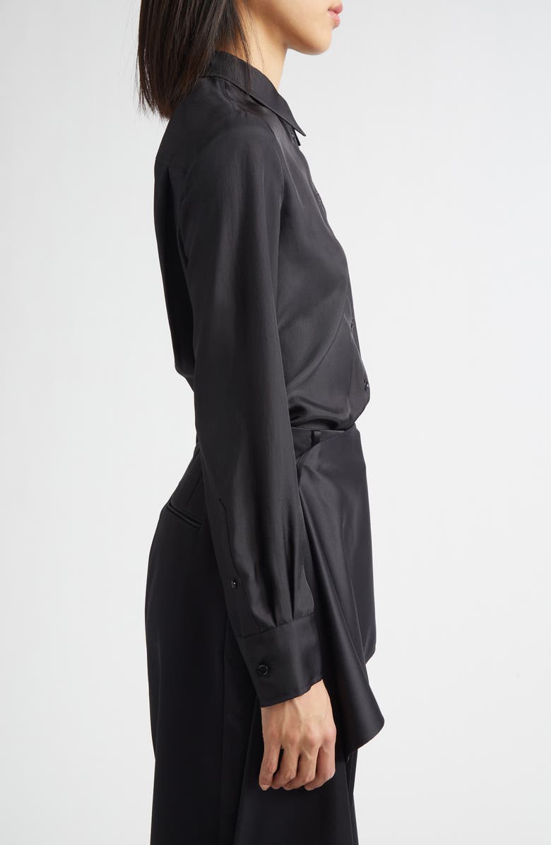 EENK Classic Satin Button-Up Shirt, Alternate, color, Black Polyester