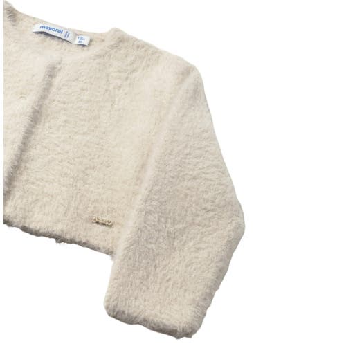 Mayoral Knit Cardigan With Faux Fur In White