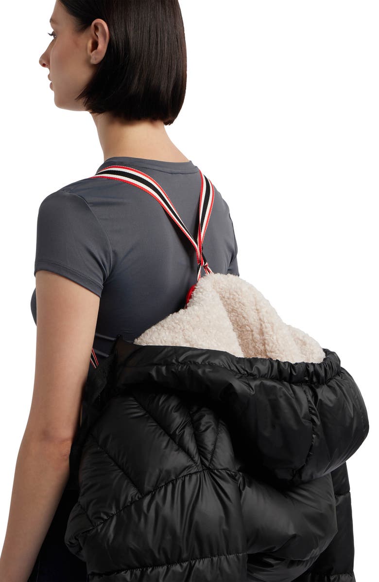 Hunter Admiral Water Repellent Faux Shearling Lined Hooded Crop Puffer Jacket, Alternate, color, Black