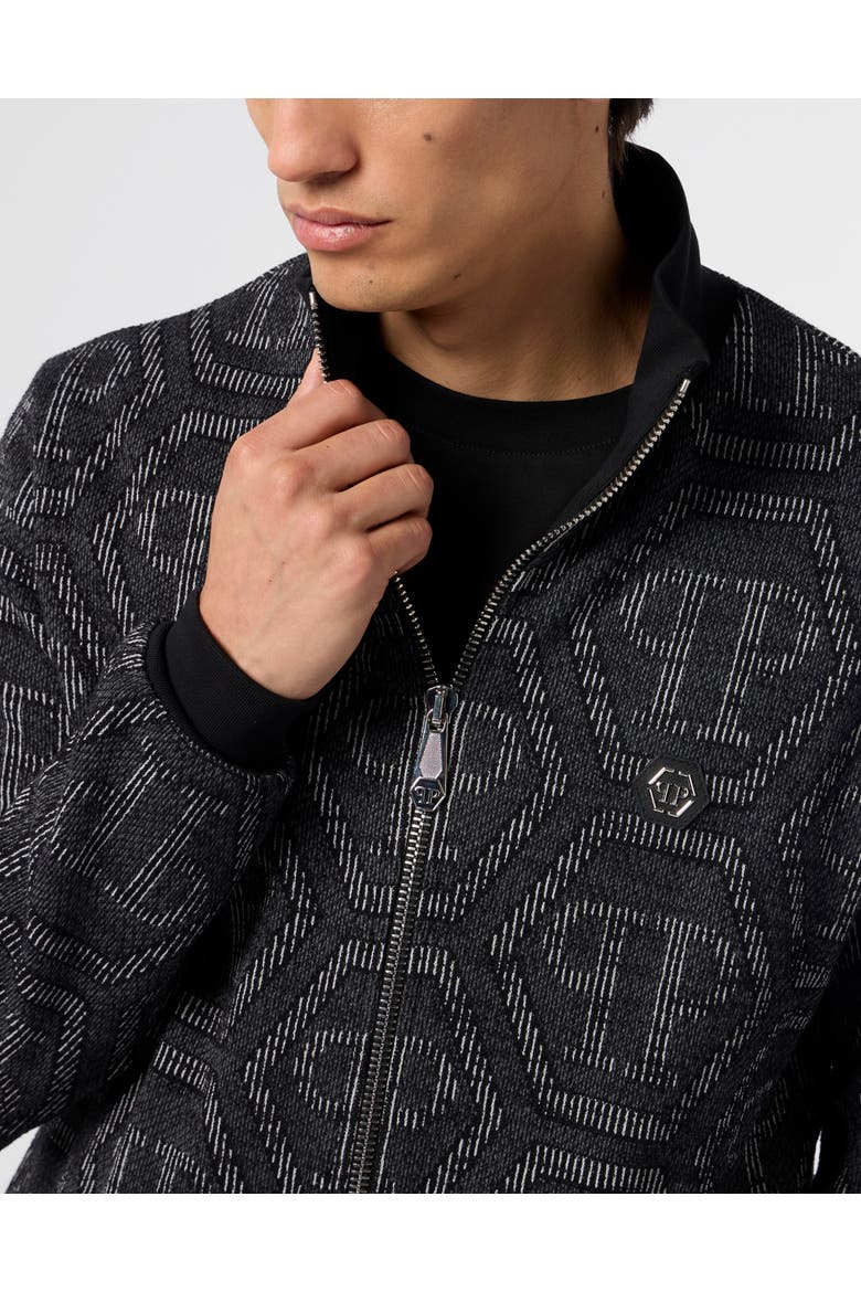 Jacquard Tracksuit Jacket Monogram Men, Alternate, color, black