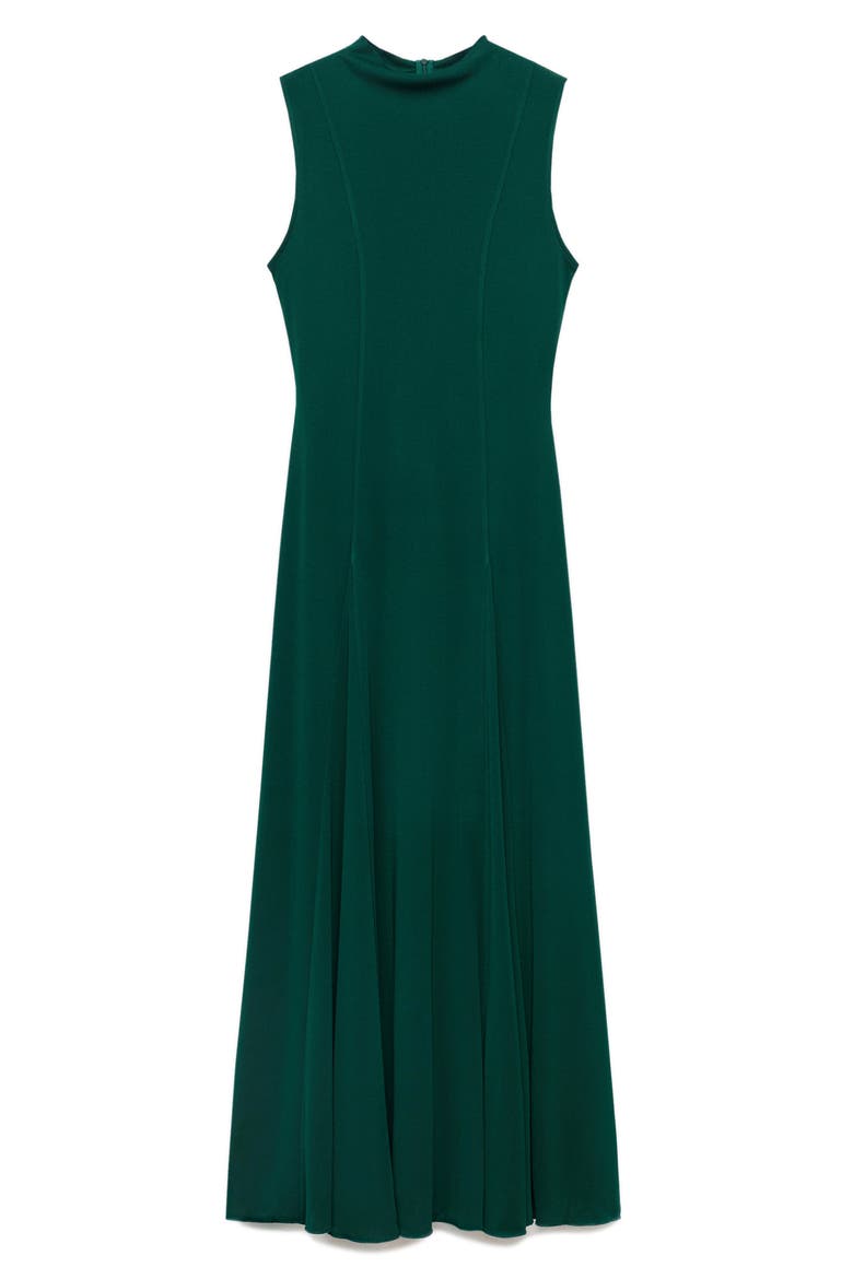 Godet Sleeveless Midi Dress, Alternate, color, DARK GREEN