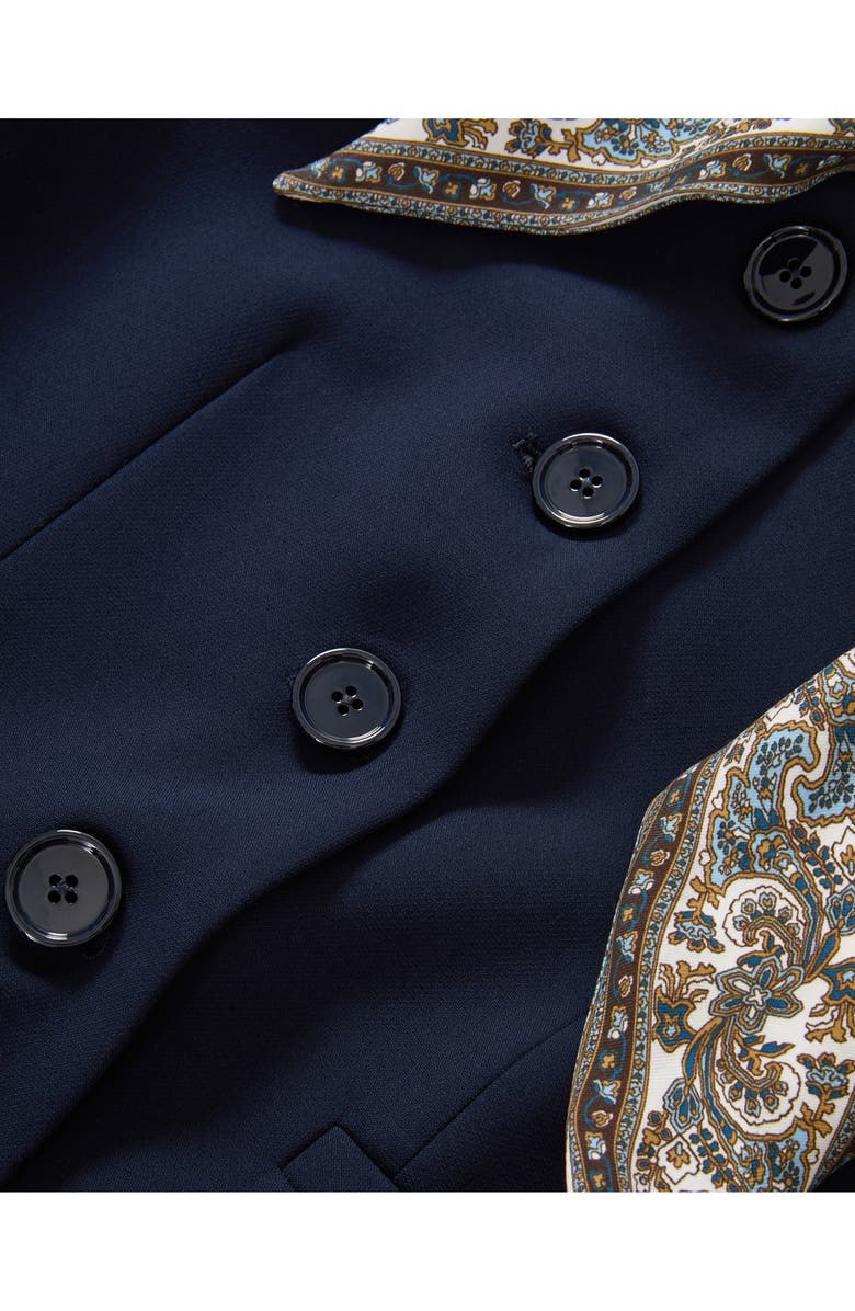 Veronica Beard Ismena Jacket with Removable Scarf & Sleeve Cuffs, Alternate, color, Navy