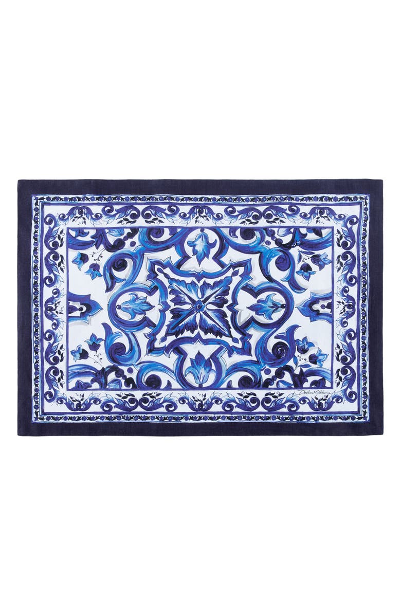 Dolce&Gabbana Blu Meditteraneo Linen Placemat & Napkin Set, Alternate, color, Medium Blue