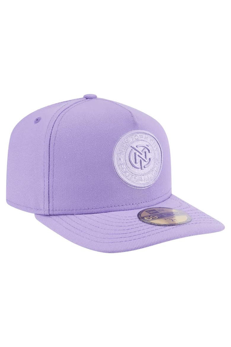 Men's New Era Purple New York City FC Color Pack A-Frame 59FIFTY Fitted Hat, Alternate, color, Purple