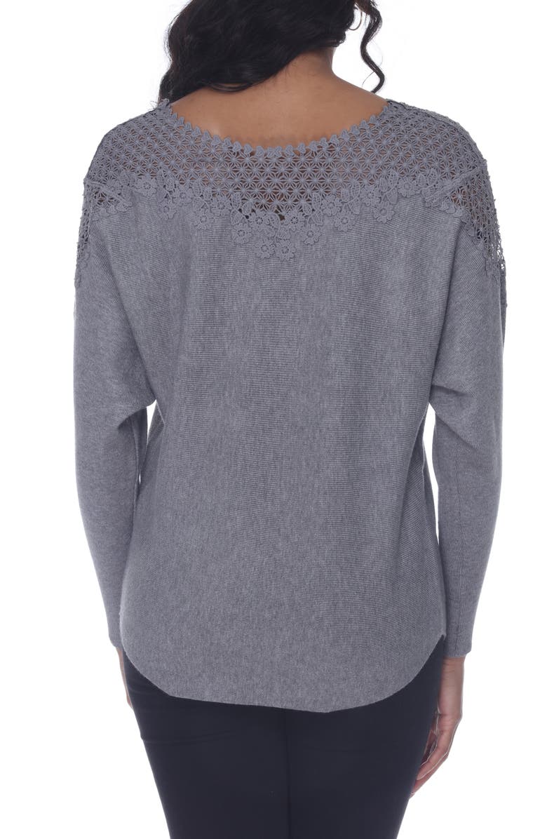RAIN AND ROSE Embellished Lace Trim Sweater, Alternate, color, 