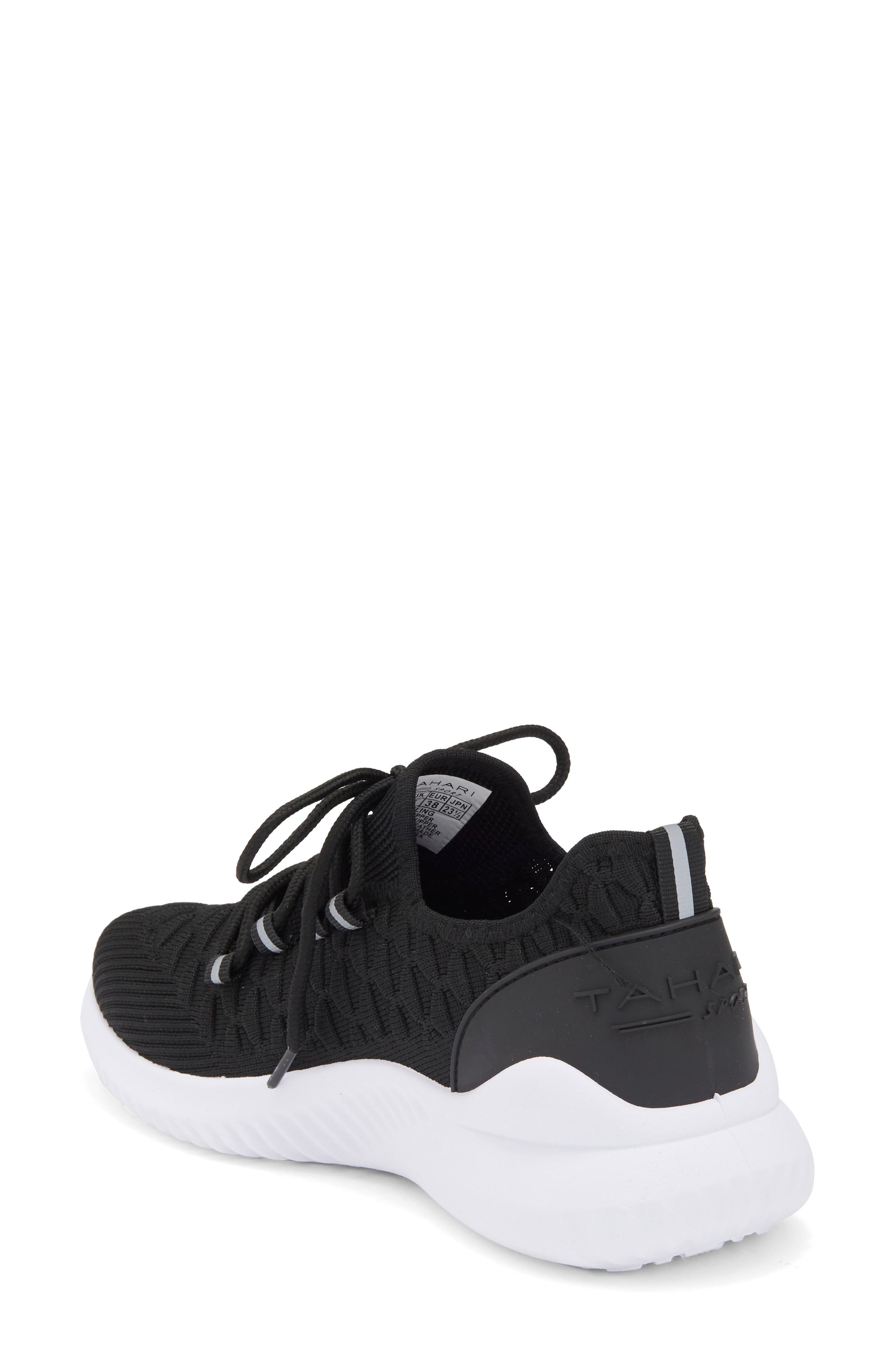Tahari Textured Knit Sneaker, Alternate, color, Black