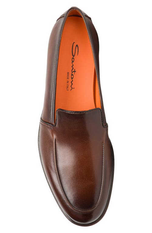 Santoni Moc Toe Loafer In Brown