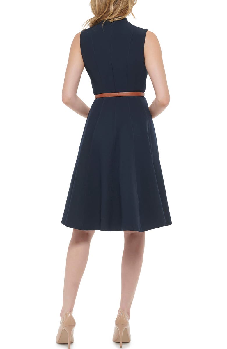 Tommy Hilfiger Micro Twill Belted Fit & Flare Dress, Alternate, color,