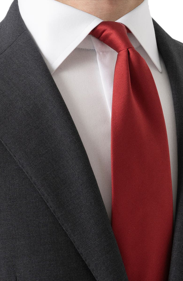 Eton Red Solid Silk Twill Tie, Alternate, color, Red