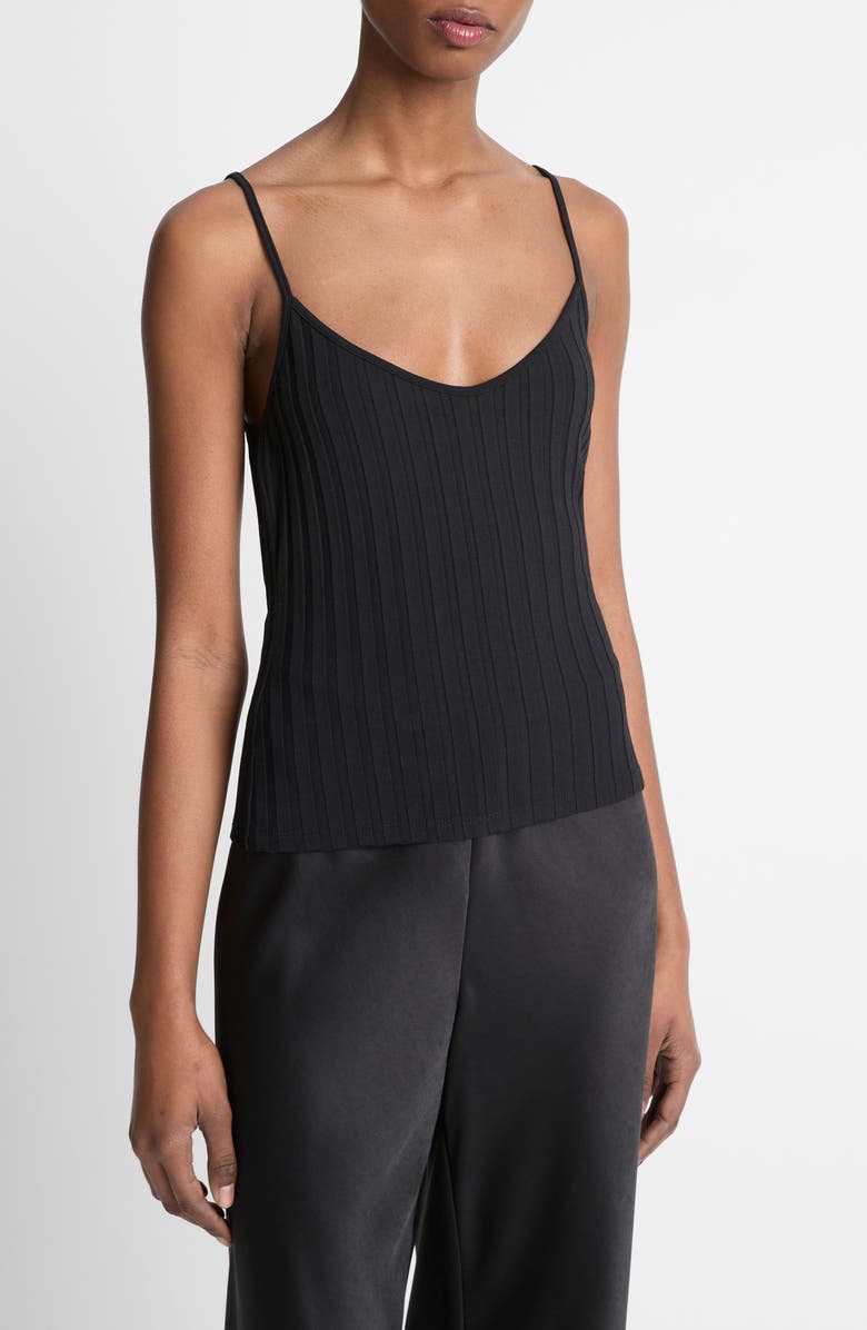 Vince V-Neck Rib Camisole, Alternate, color, Black