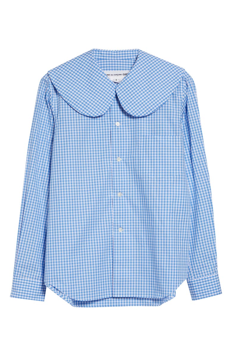 Comme des Garçons Girl Gingham Cotton Poplin Button-Up Shirt, Main, color, Blue/ White
