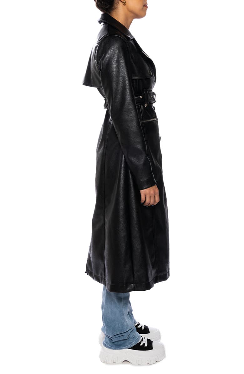 AZALEA WANG Belted Faux Leather Moto Trench Coat, Alternate, color, 