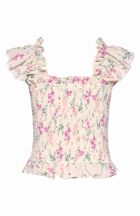 Kids' Smocked Ruffle Sleeve Top