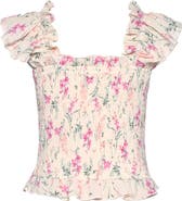 Baby Sara Kids' Smocked Ruffle Sleeve Top