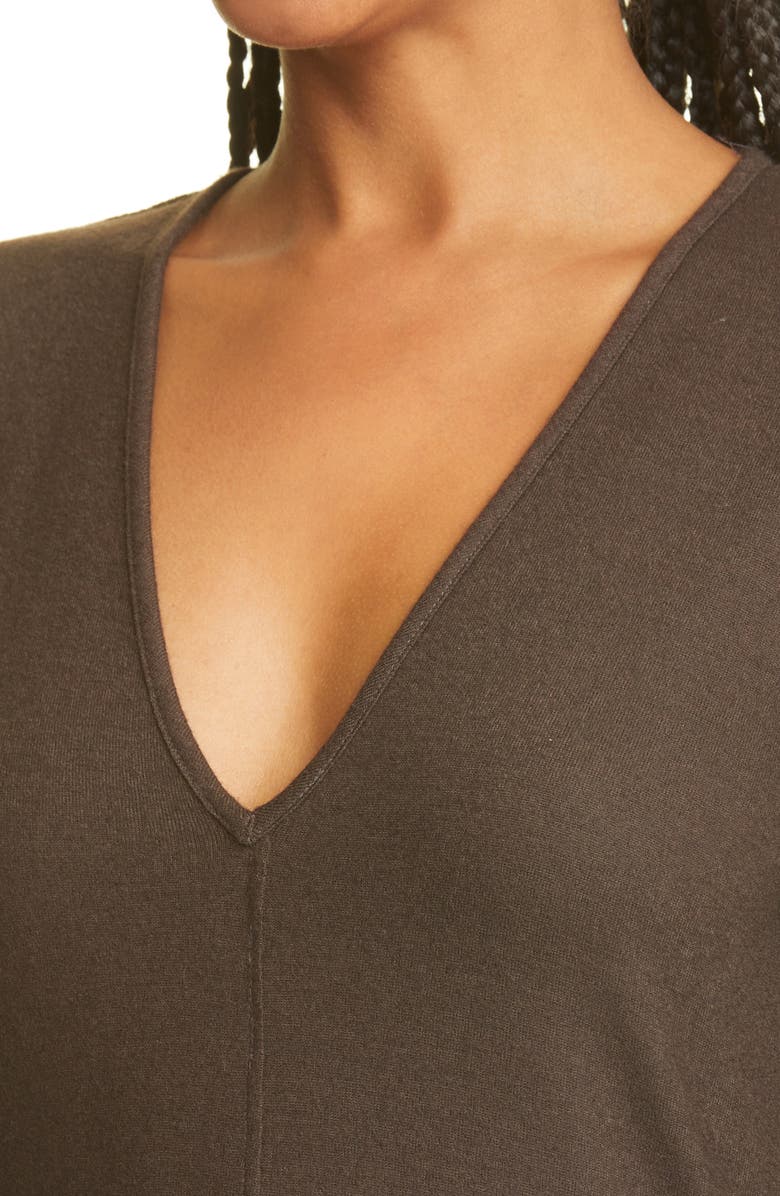 rag & bone Yan V-Neck Long Sleeve Wool Dress, Alternate, color, Chocobrw