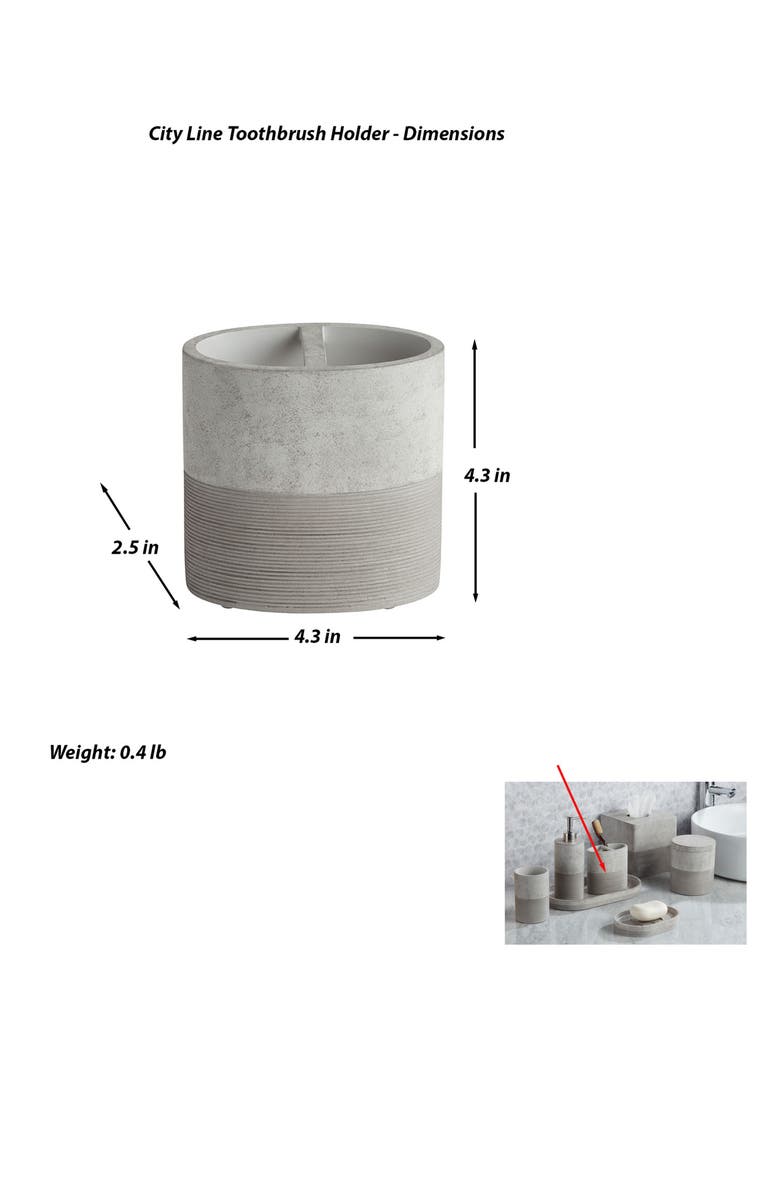 ROSELLI TRADING COMPANY City Line Toothbrush Holder, Alternate, color, Grey