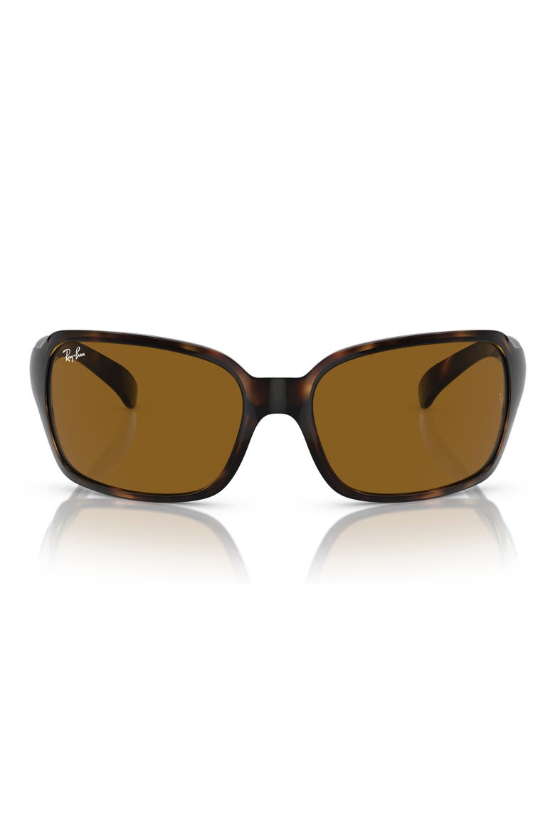 60mm Wrap Sunglasses, Main, color, BROWN