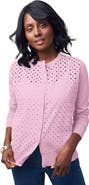 Jessica London Fine Gauge Eyelet Cardigan