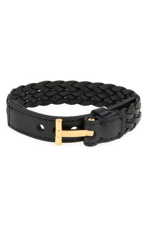 Men's Woven Leather T Bracelet
