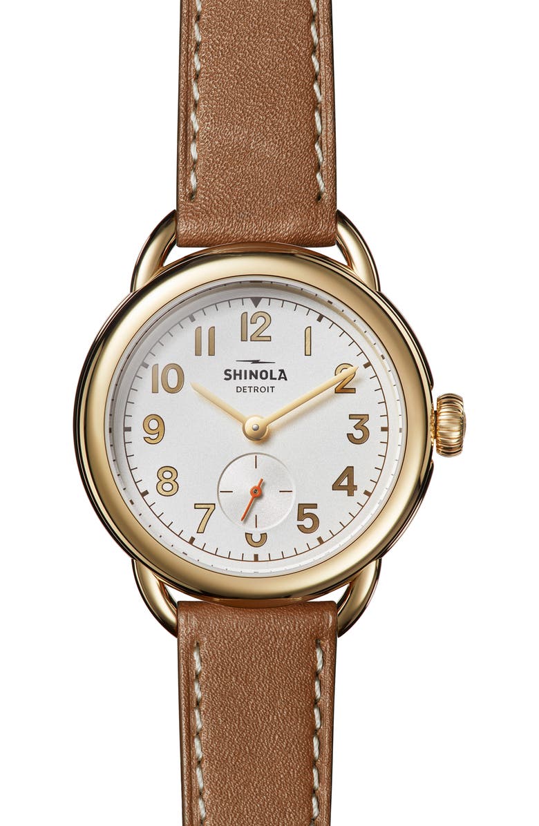 Shinola Runabout Leather Strap Watch, 36mm, Main, color, 