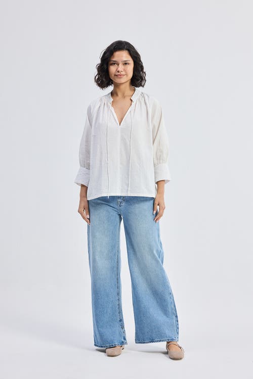 Reistor Relaxed Fit Top With Front-tie In Striped Horizon