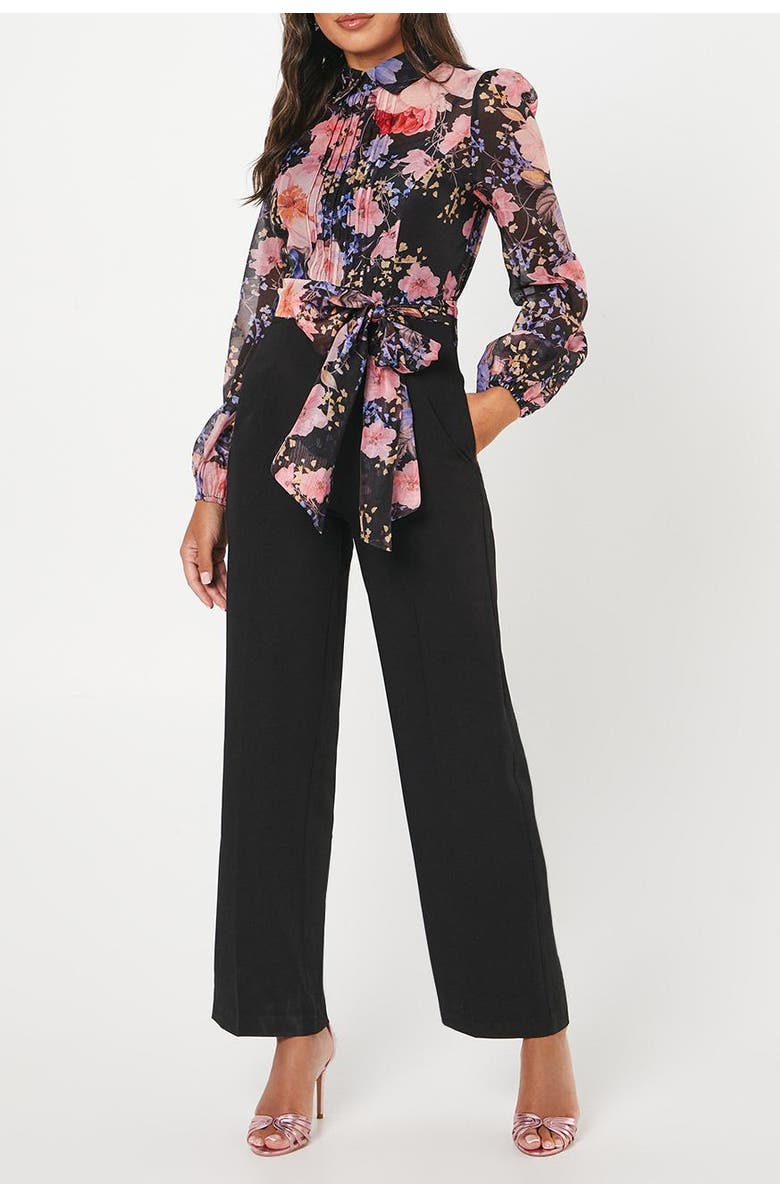 Coast Blouson Sleeve Pintuck Wide Leg Jumpsuit, Alternate, color, Black