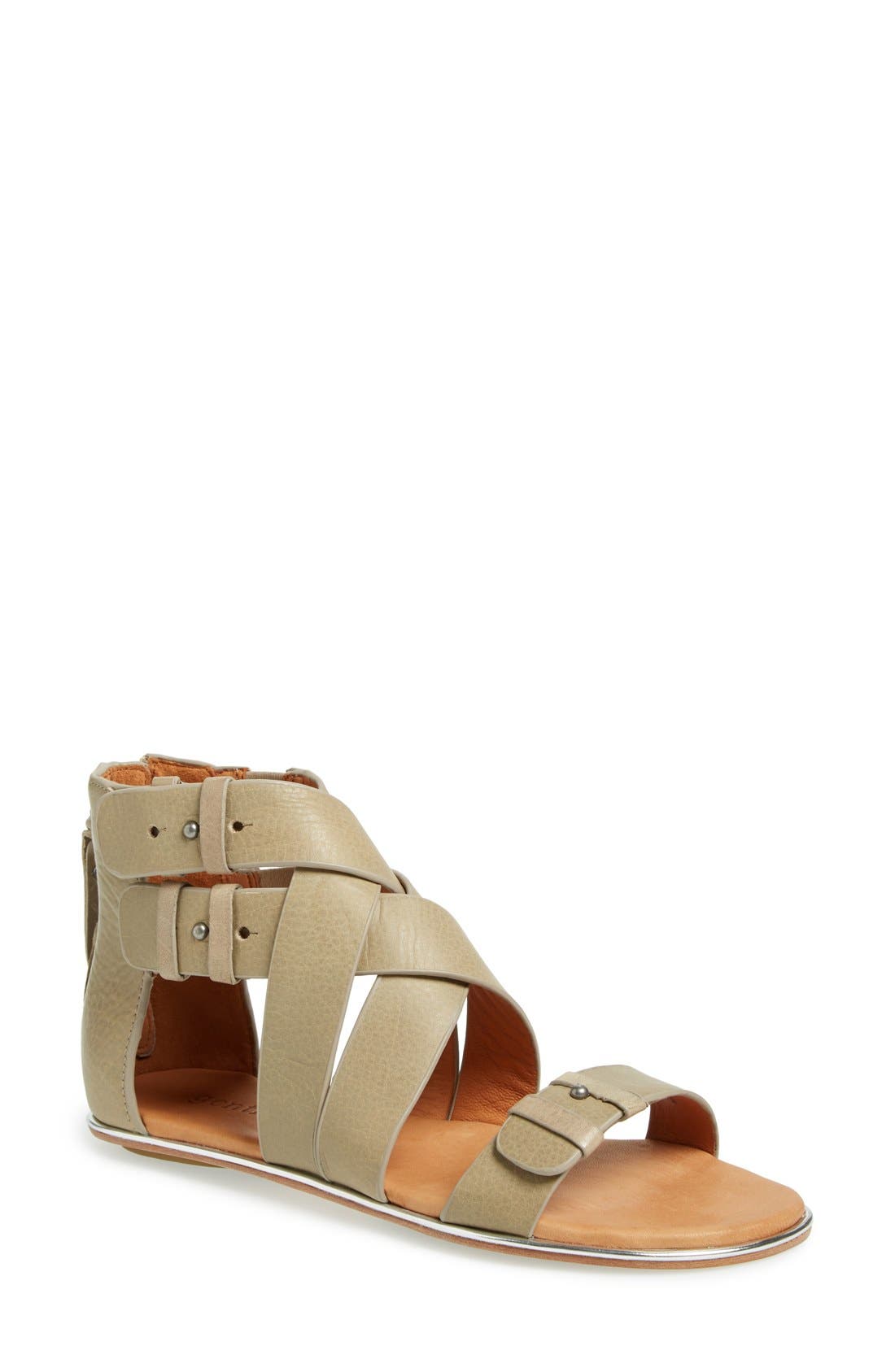 'Blessie' Leather Sandal, Main, color, DARK TAUPE