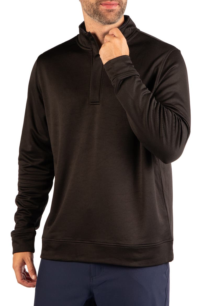 Luxe Performance Golf Fleece Quarter Zip Pullover, Main, color, BLACK