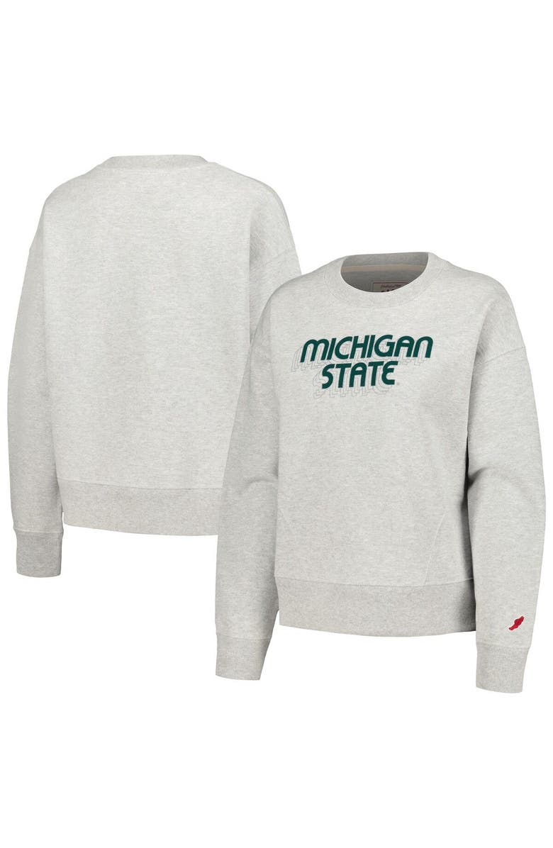 LEAGUE COLLEGIATE WEAR Women's League Collegiate Wear Ash Michigan State Spartans Boxy Pullover Sweatshirt, Main, color, Ash