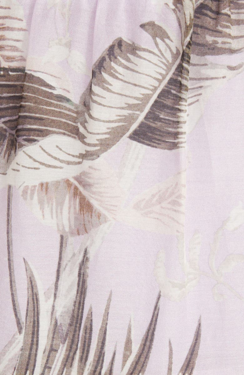 Erdem Georgiana Palm Print Cotton & Silk Poplin Midi Dress, Alternate, color, 