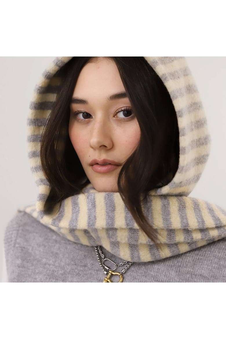 Hooded Scarf, Alternate, color, Heather Grey stripe
