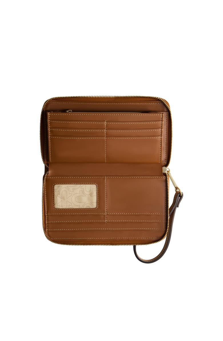 True Religion Buddha Patch Zip Around Wristlet, Alternate, color, Dark Denim