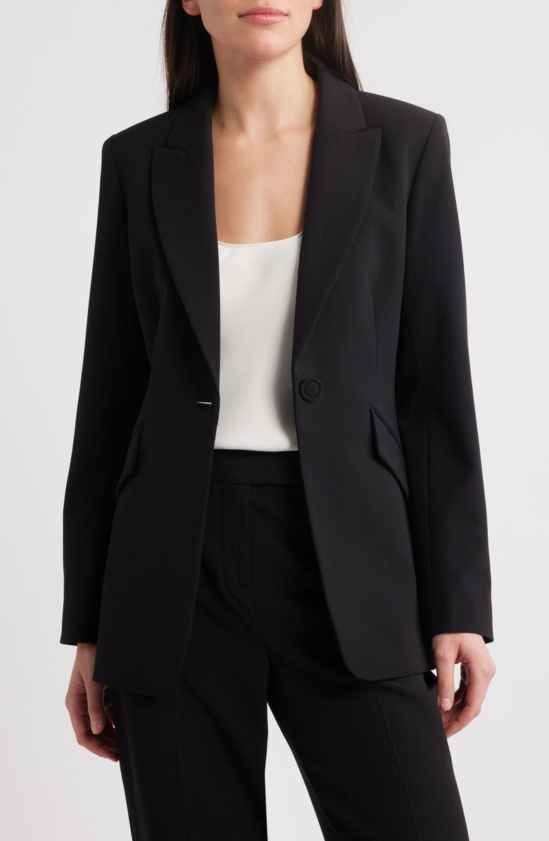 Tahari ASL Peak Lapel Jacket, Main, color, Black