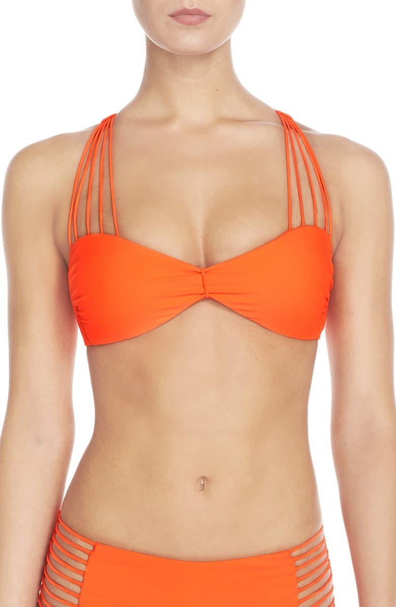 Luli Fama Strappy Racerback Bikini Top, Main, color, 