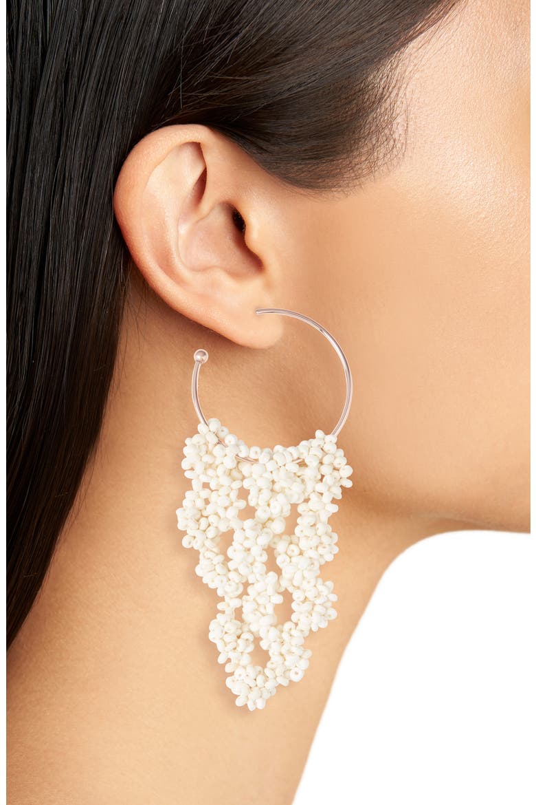 Rubell Hoop Earrings, Alternate, color, ECRU