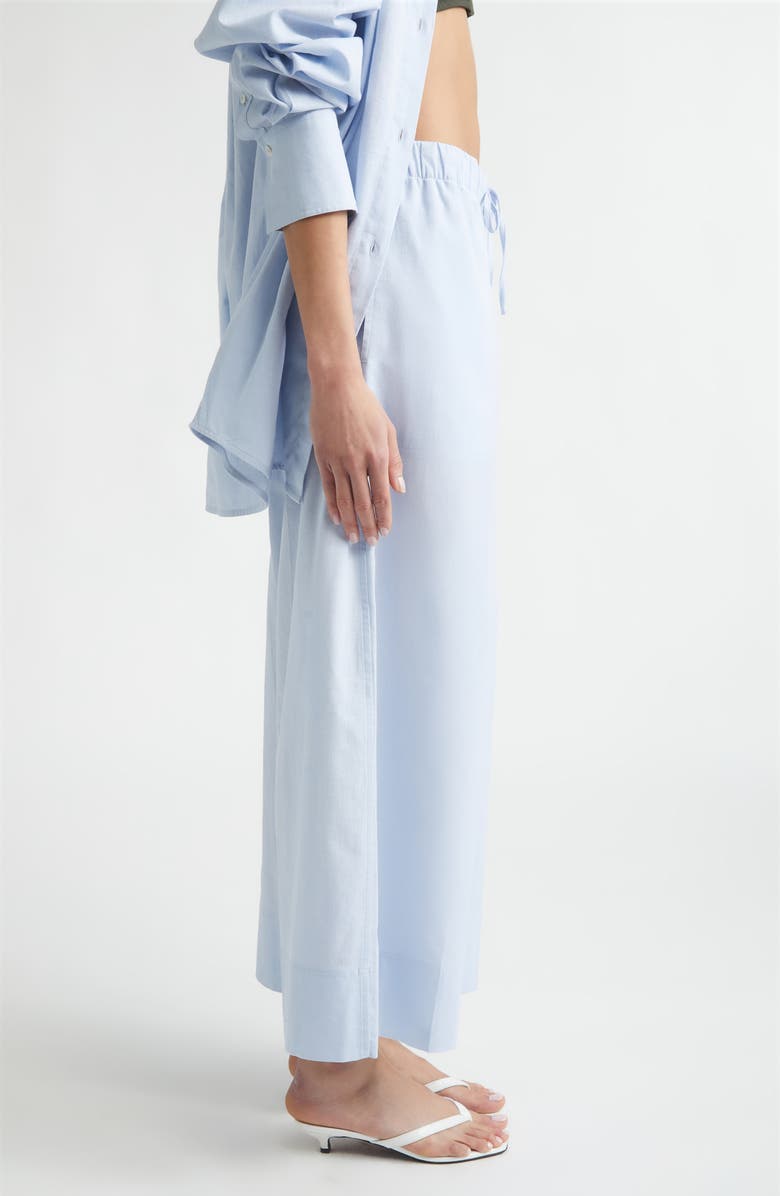 TOTEME Drawstring Cotton & Linen Wide Leg Pants, Alternate, color, Sky
